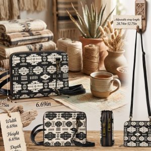 Modern Mosaic Jacquard Woven Cross Body Wallet  Purse (2646)