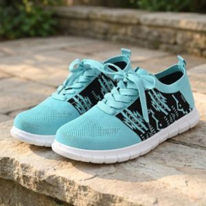 Designer Native Print Athletic Youth Shoes - 1686 Aqua (1829-AQ)