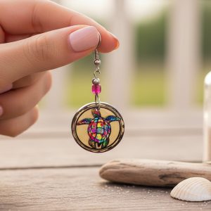 Acrylic Sea Turtle Picture Earring - (AP-ST-EAR)