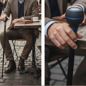 36.5 Shift Knob Style Walking Cane -Blue-Black Leatherette - (T28104BL)