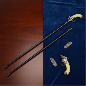 37" Zinc Alloy Antique Pistol Grip Cane - (T28131)