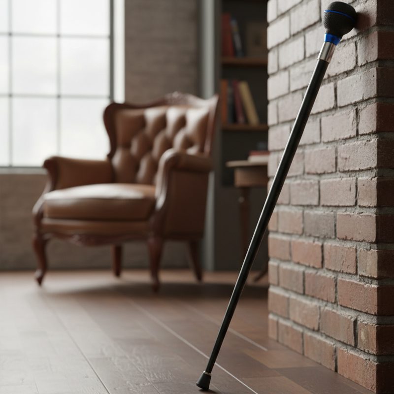 36.5 Shift Knob Style Walking Cane -Blue-Black Leatherette - (T28104BL) - Image 2