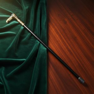 37" Blue Eye Vulture Skull Walking Cane w/Gold Zinc Handle - (T28241-1)