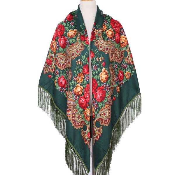 62" x 62" Non-Metallic Kokum Floral Scarf - Green (CD-Scarf-4)