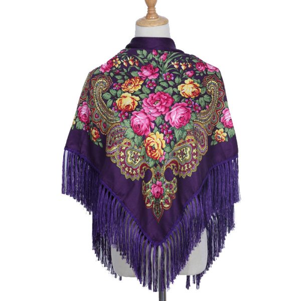 35" x 35" Non-Metallic Kokum Floral Scarf - Purple (CD-Scarf-6)