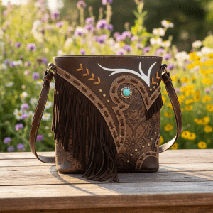 Concealed Carry Fringe Tooling Cross Body Bag - Brown (G605W200 BO)