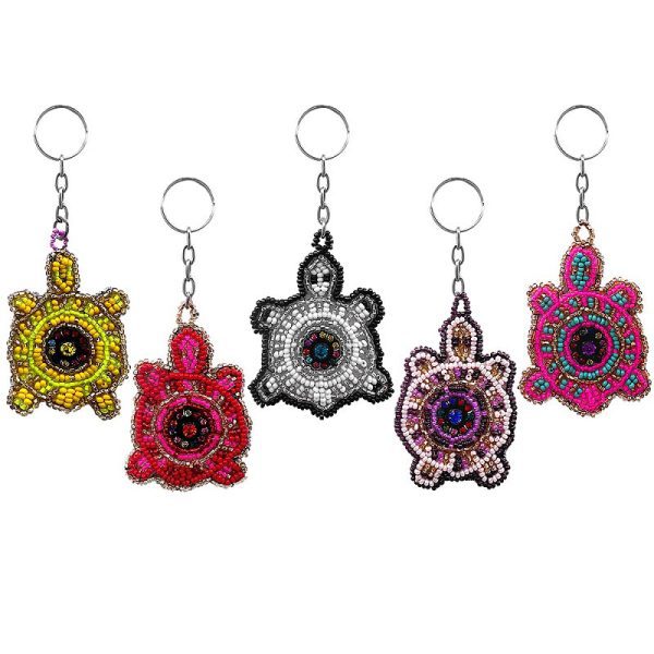 Sea Turtle Seed Bead Flat Style Key Chain (SB-FLT-ST_K)
