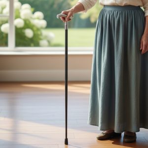 35.5" Zinc Handle Walking Cane -Silver Flame w/ Skull - (T281204SL)