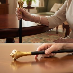 35.5" Zinc Metal Handle Walking Cane -Gold Lion - (T281802GD)