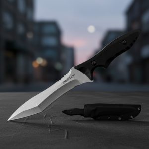 10.8" D2 Tool Steel Full Tang Stonewash Blade w/ Snap Sheath (TD001SL)