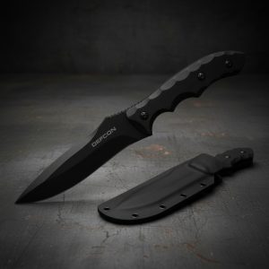 11.3" D2 Tool Steel Full Tang Stone wash Blade w/ Snap Sheath (TD002BK)