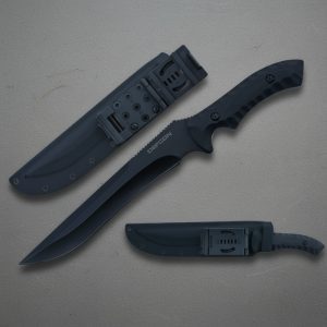14.5" D2 Tool Steel Full Tang Black wash Blade w/ Snap Sheath (TD003BK)