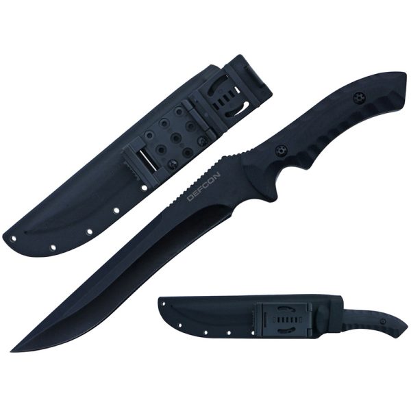 14.5" D2 Tool Steel Full Tang Black wash Blade w/ Snap Sheath - TD003BK