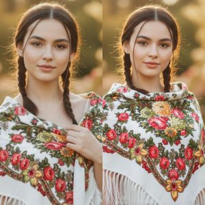 CD-Scarf-10 White Red Floral