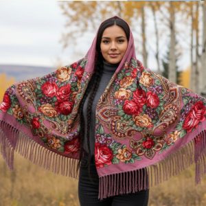 78" x 25" Non-Metallic Kokum Floral Polyester Scarf - Pink (CD-Scarf-9)