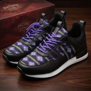 Designer Native Print Athletic Shoes - Purple (1827-PUR)