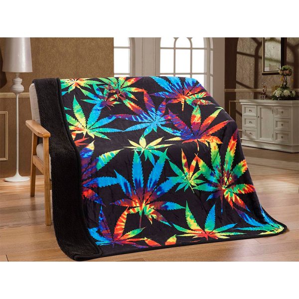 Tie Dye Leaves, Signature Sherpa Lined Throw Blanket (1703-7546 TDL)