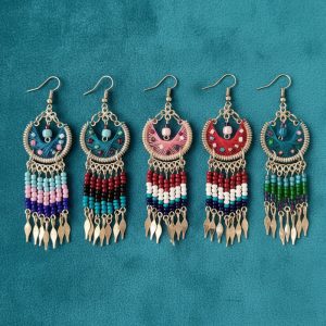 Fish Style Long Thread Earring - Assorted Colors (HRMM-SB-EAR)