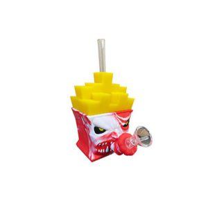 4" Evil Face Silicone Bong - White Red (SMKJ-127)