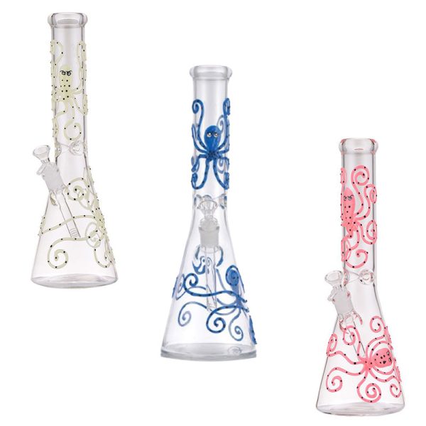 Glow in the Dark Beaker Glass Bong AK082 - Assorted