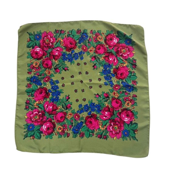 30" x 30" Non-Metallic Kokum Floral Scarf (CD-SCARF-3 Navy Green)