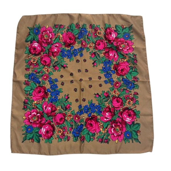 30" x 30" Non-Metallic -  Kokum Floral Scarf (CD-Scarf-3-30 Non-Metallic Brown)