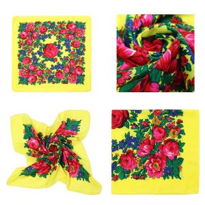 45" x 45" Non-Metallic - Kokum Floral Scarf (CD-Scarf-1-45 Non-Metallic Neon Yellow)