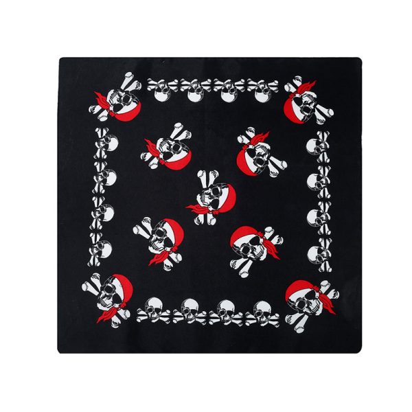 Leaf Bandana  (ST009-Black with Skull wearing Red Bandana)