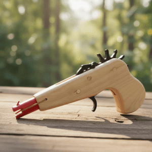 Wood rubber band gun wooden decoration, hand crafted  - (CD-4522)