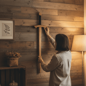 Pine rope sword wooden decoration, hand crafted - (CD-4523)