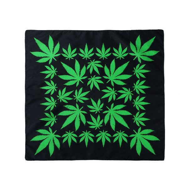 Leaf Bandana  (ST009-Black with Green Leaves)