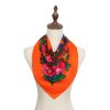 60" x 60" Metallic Kokum Floral Scarf (CD-Scarf-1-60 Metallic Orange)