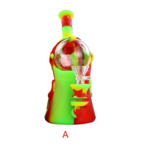 7" Bottle Shape Silicon Bong - Red/Green Mix Color (SKMJ-160 A)