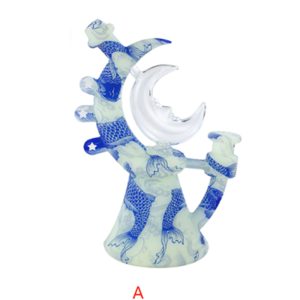 7.5" Crook Moon Silicone Bong Blue/White Mix Color (SKMJ-162 A)