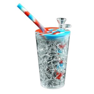 6" Frozen Cool Cup Bubbler Silicone Bong  Red/Blue Mix Color (SKMJ-166 B)