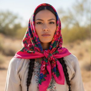 30" x 30" Metallic Kokum Floral Acrylic Fiber Printed Scarf (CD-Scarf-1-30 Metallic Hot Pink)