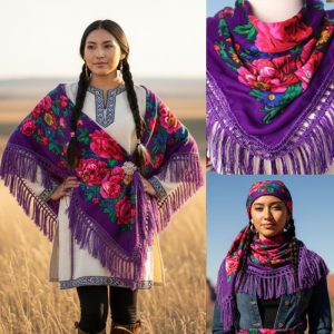 60" x 60" Non-Metallic Kokum Floral Acrylic Fiber Scarf (CD-Scarf-2 Purple)