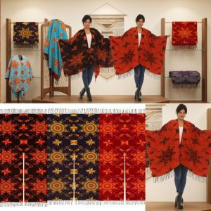 Starburst Design Poncho - Assorted Colors (1172)