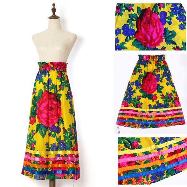 Floral Art Ribbon Skirt Polyester One Size - (Floral 1023 Combo1) - Image 2