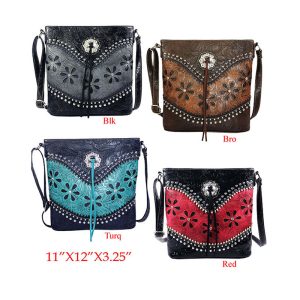 Studded Faux Leather Purse - (24111)
