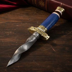 10" Damascus Twster Blade, Blue Handle - (13590)
