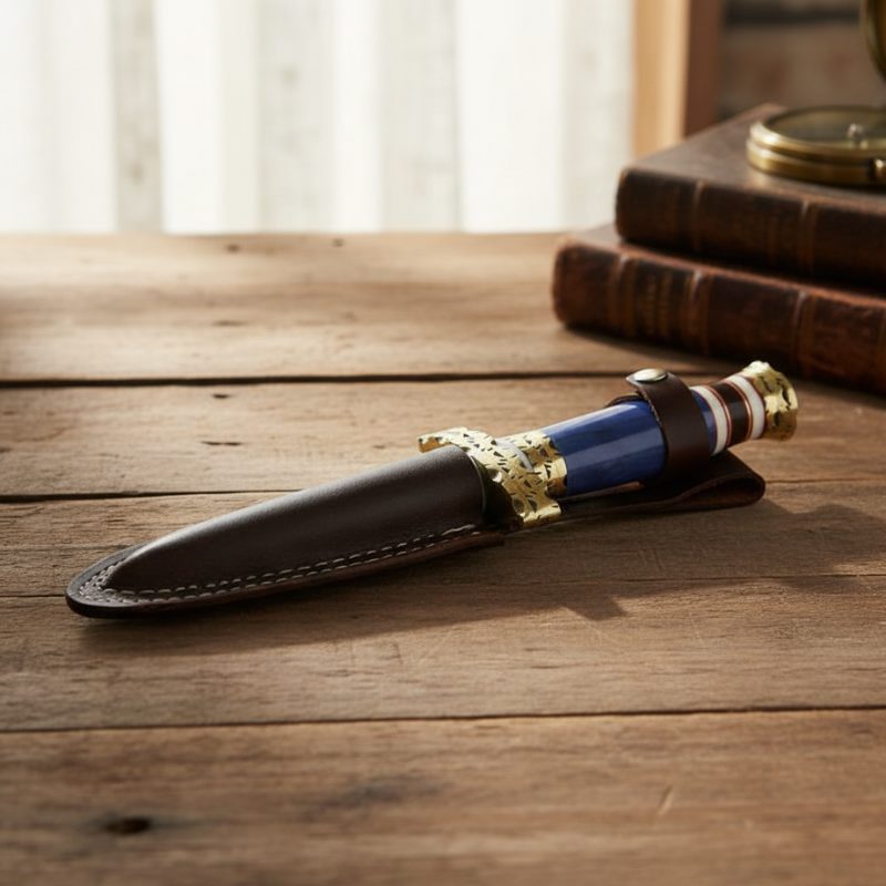 10" Damascus Twster Blade, Blue Handle - (13590) - Image 2