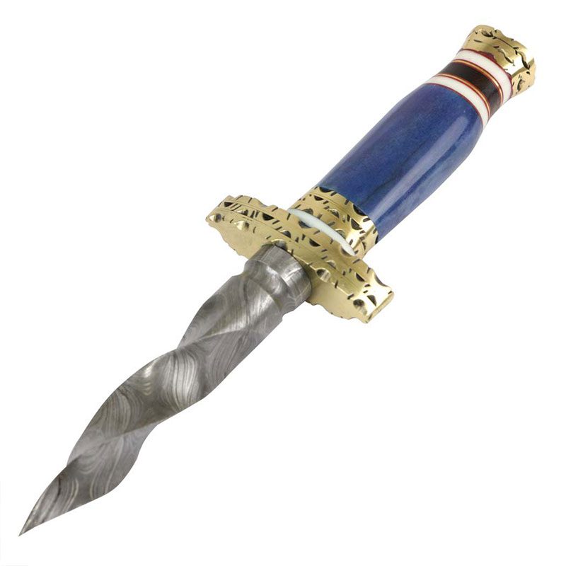 10" Damascus Twster Blade, Blue Handle - (13590) - Image 3