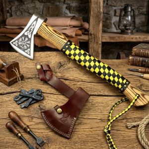 17.5" AXE WOOD HANDLE BLK/ YELLOW PATTERN - (13914)