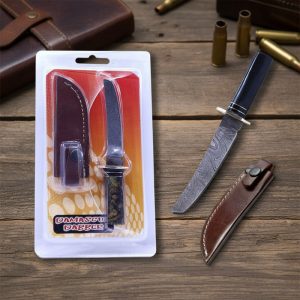 6" Damacus Blade Fancy H/K,Black Resin Handle (14000)