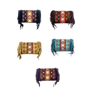 Embroidered Faux Leather Clutch - (24231)