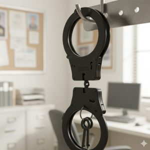 Black Steel Hinged Heavy Duty Handcuffs (532)
