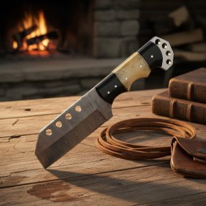 Dotted Damasacus Blade,Horn+Bone+Horn Handle - 9835