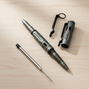 5.75" Tactical Pen with hole belt clip - Grey (9861)