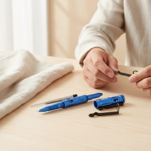 5.75" Tactical Pen with hole belt clip - Blue (9862)